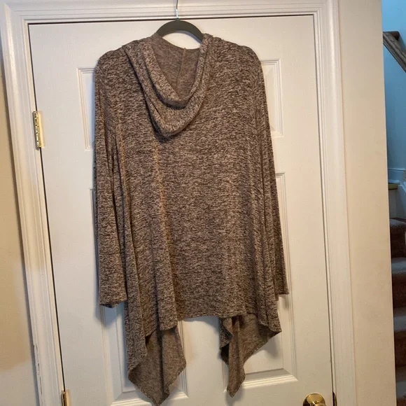 Tiffany & Grey Tan & Black Long Sleeve with Hood Open Cardigan…size 2X - Picture 2 of 2